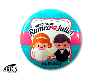 Modern Western Wedding Button Badge