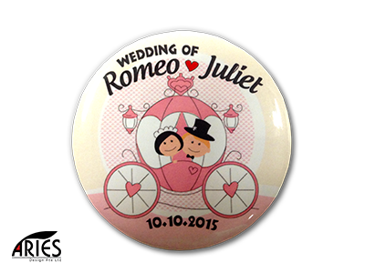 Old Style Western Wedding Button Badge